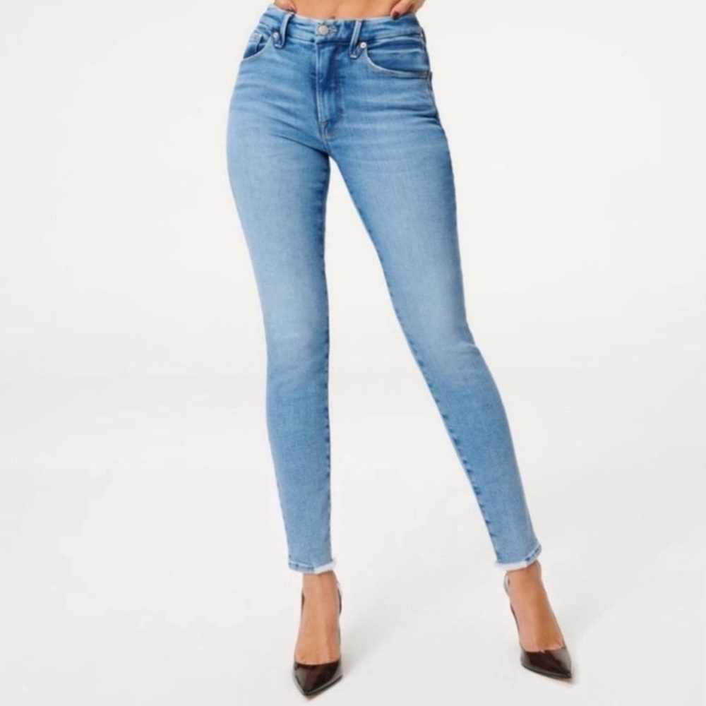 Good American Good Legs High Rise Skinny Jean Worn Hem Size 20